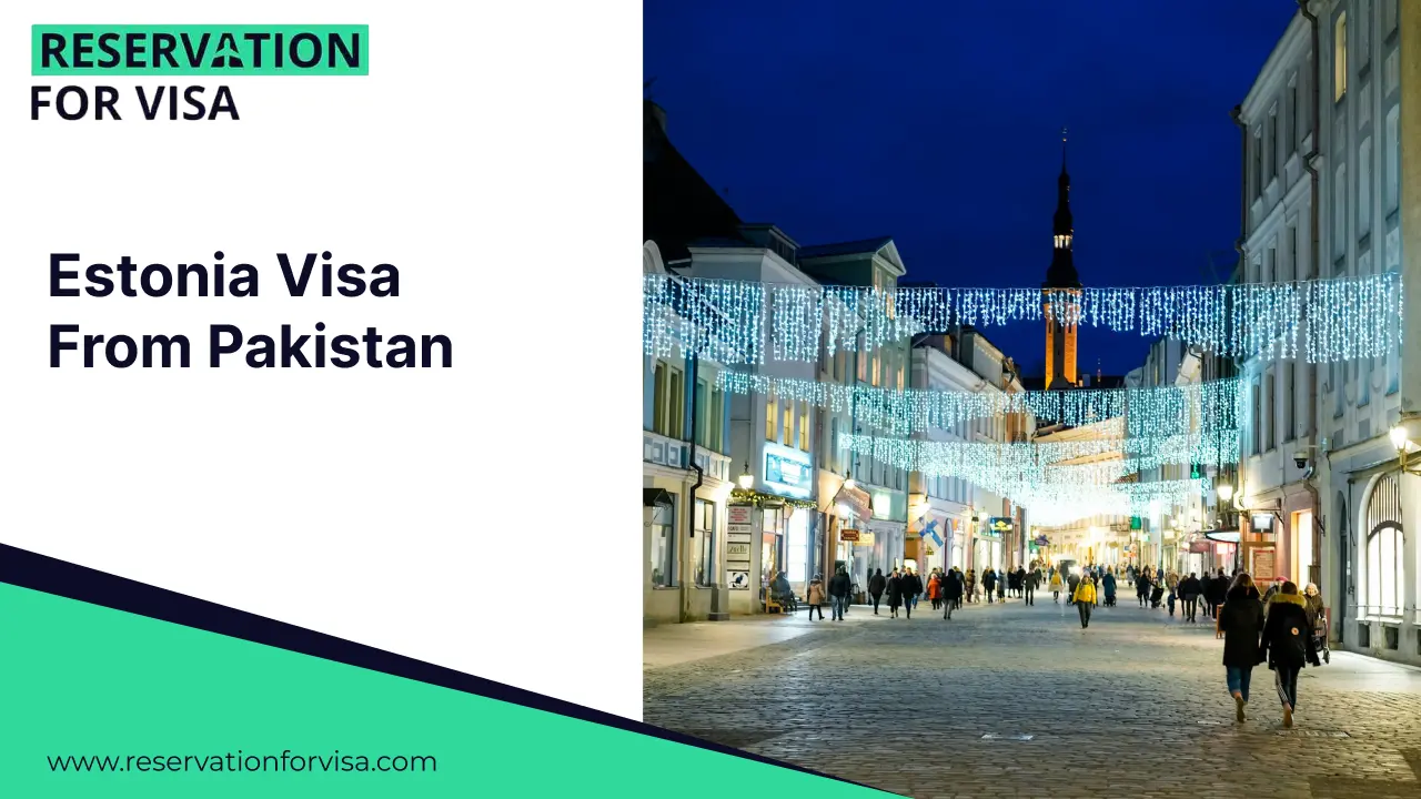 Estonia visa from Pakistan – Tallinn old town street at night, representing Estonia travel, Schengen visa application, and visa services for Pakistani applicants.