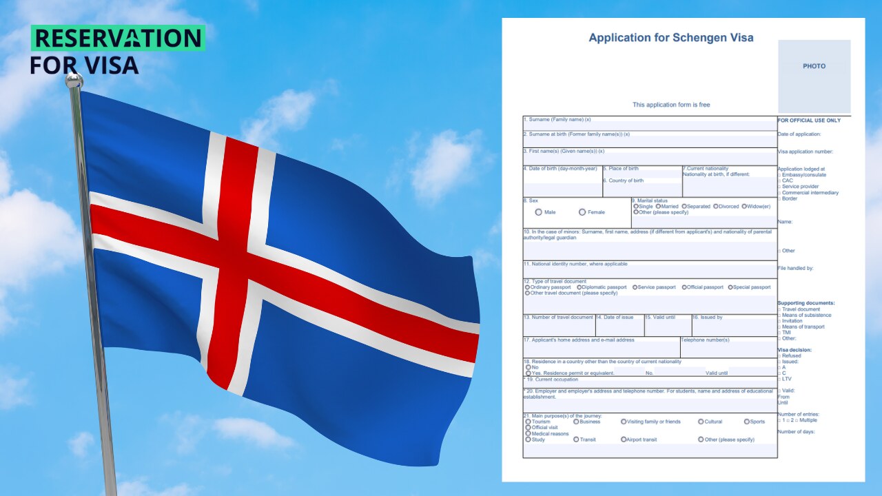 Application form for visa
