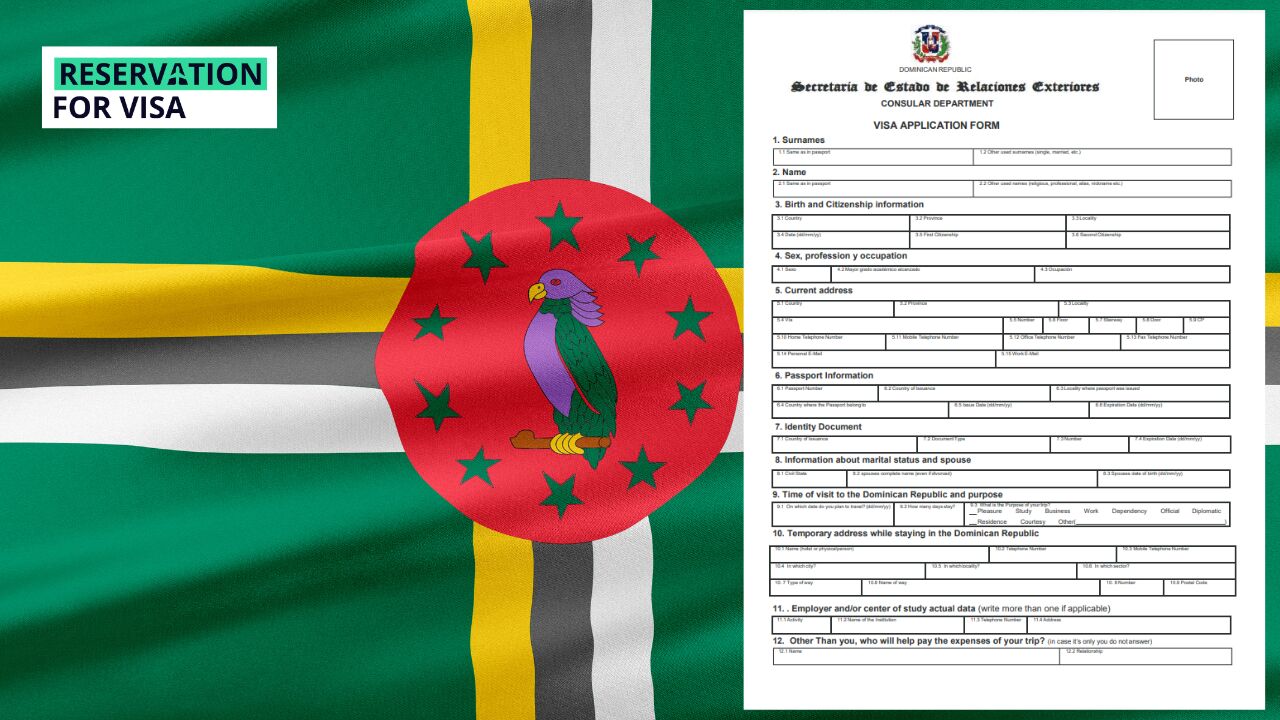 Application form for visa